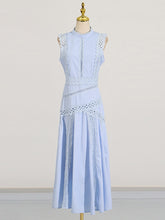 Elegant Lace Patchwork Sleeveless Midi Dress